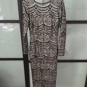 Elegant Black and Silver Patterned Dress